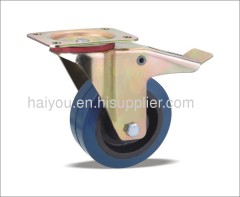 braked swivel caster with elastic rubber wheels(nylon core)