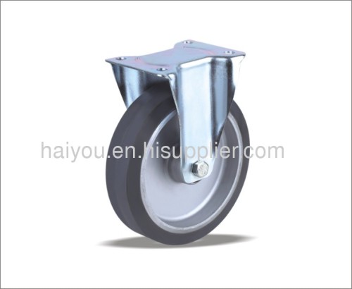 fixed caster with elastic rubber wheels(aluminum center)