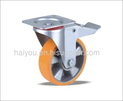 braked swivel caster with polyurethane wheels(aluminum cente