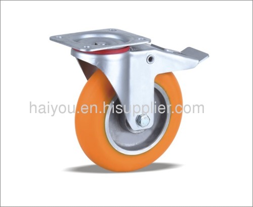 braked swivel caster with polyurethane wheels(aluminum core)