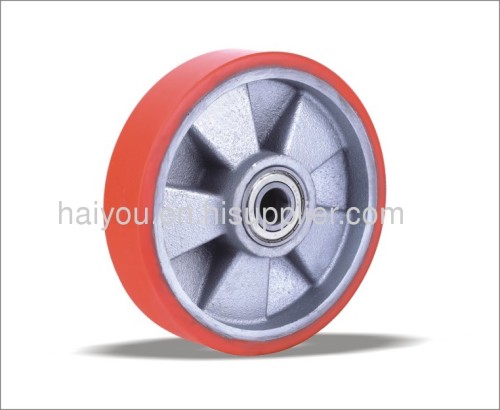 Polyurethane wheels with cast iron centre