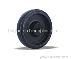 High quality elastic rubber wheel with cast iron center with roller bearing