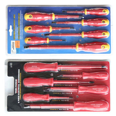 Red plastic handle Screwdriver set
