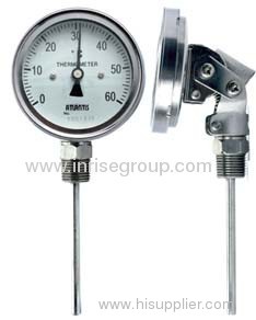 Adjustable angle bimetal thermometer