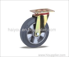 braked swivel caster with elastic rubber wheels(aluminum core)