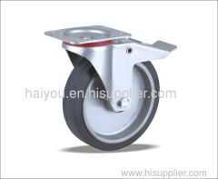 fixed caster with elastic rubber wheels(aluminum center)