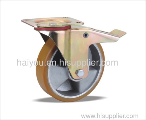 braked swivel caster with polyurethane wheel(aluminum center