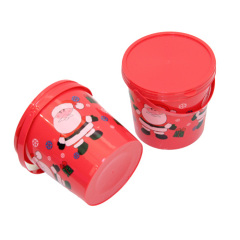 2Pcs Plastic Mini Bucket W/ X'Mas Pattern