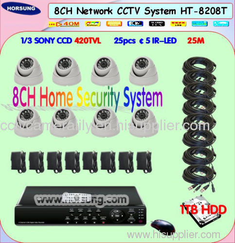 H.264 8CH Security CCTV System kit with 1/3"Sony CCD Camera
