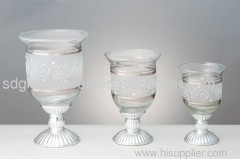 white glass candle holder
