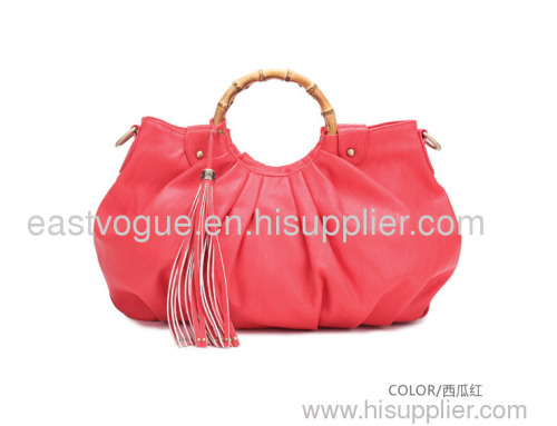 red genuine leather brad hand bag