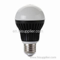 LED White Bulb with Black E14/E26/E27 Base and Die-cast Aluminum/Milky Glass Body