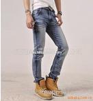 Korea fashion grass and water rinsing stamp jeans
