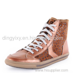 DB009-1 2011 Fashion lady embossed leather with fur and slick-surfaced cowhide leather board shoes