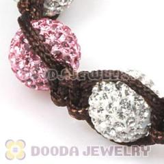 Fashion Shamballa Pink And White Crystal Bead Bracelet