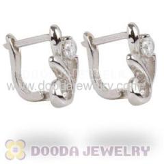Sterling Silver Flower Hoop Huggie Earrings
