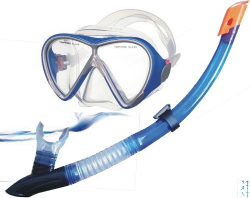 diving mask and snorkel and fins