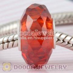 Faceted Red Zirconia Stone Beads in 925 Silver Single Core european Compatible