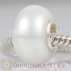 european Style Nature White Freshwater Pearl Beads in 925 Silver Core