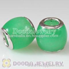Green Jade Stone Beads with 925 Silver Core for european Bead Bracelets