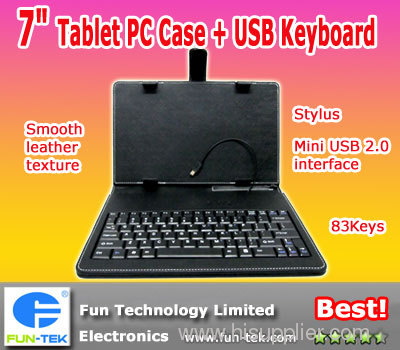 7 inch Tablet PC Mid Apad Epad Ipad Leather Case with Mini USB Wired Keyboard