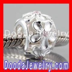 european sterling silver Daisy Beads with pink Stone | new european beads 2012