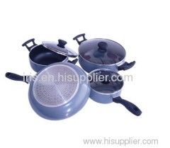 7pcs aluminum cookware set with glass lid