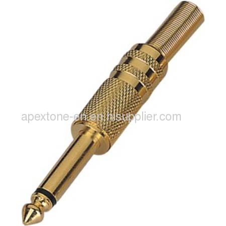 APEXTONE 6.3mm mono plug AP-1212 Gold plated Jack Plug