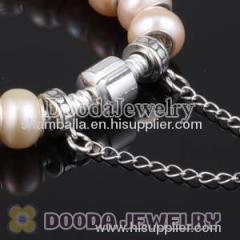 european Freshwater Pearl Bracelet with Silver safty chain