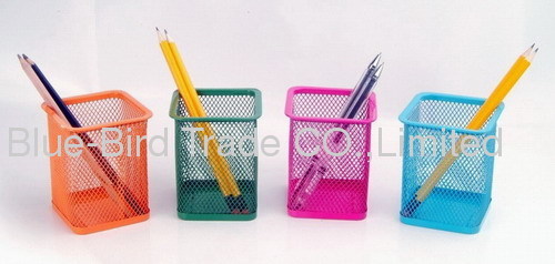 Colorful mesh desk pen holder