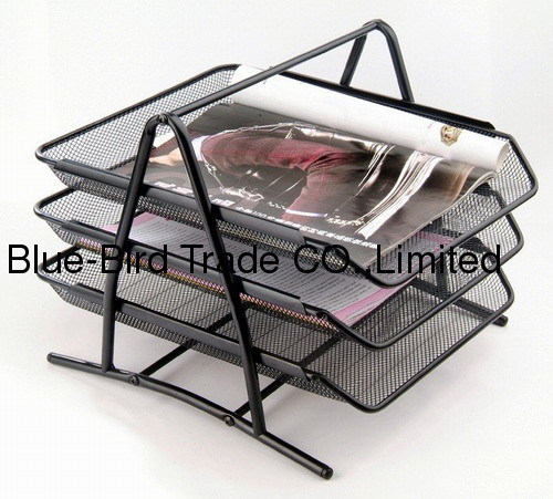 Three layer desk metal mesh letter tray