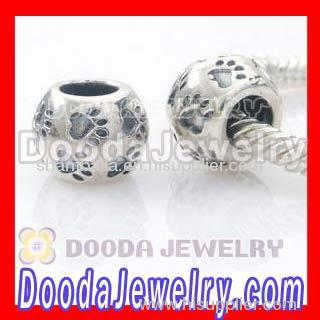 925 sterling silver Chamilia beads with dog paw design