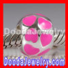 925 Sterling Silver european Style Enamel Pink Love to Love Beads Wholesale