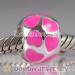 european style silver pink love enamel beads