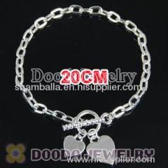 20CM Sterling Silver Thomas Sabo bracelet with Heart tags and IO Toggle