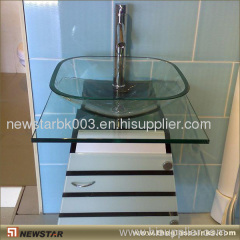 Clear Glass Vanity with Faucets