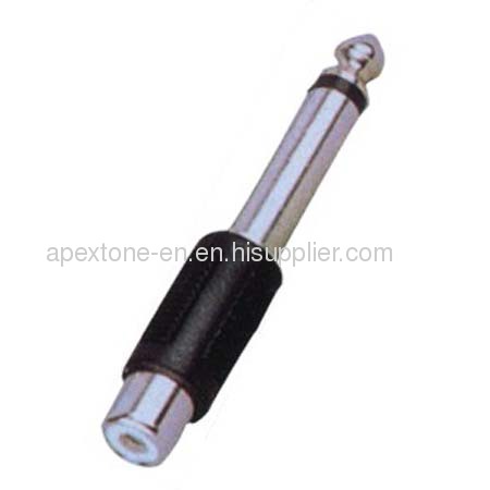 APEXTONE Adaptor connectors 6.3mm mono plug to RCA phone socket AP-1302 Nickel plated
