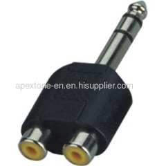 APEXTONE Adaptor connectors 6.3mm stereo plug to 2* RCA phone socket AP-1308 Nickel plated