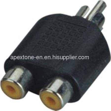 APEXTONE Adaptor connectors RCA phone plug to 2* RCA phone socket AP-1311 Nickel plated