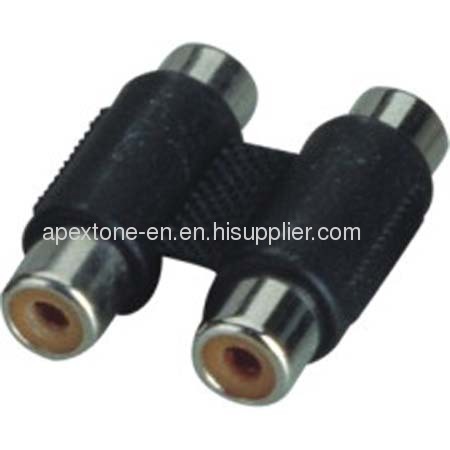 APEXTONE Adaptor connectors 2* RCA phone socket to 2* RCA phone socket AP-1313 Nickel plated