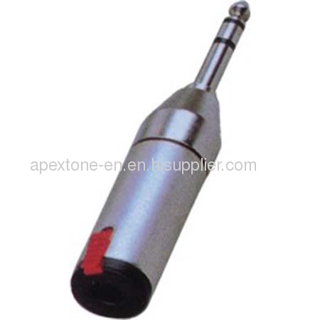 APEXTONE Adaptor connectors 6.3mm mono plug to 6.3mm stereo socket AP-1318 Nickel plated