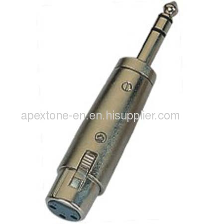 APEXTONE Adaptor connectors XLR female plug to 6.3mm stereo plug AP-1325 Nickel plated