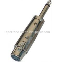 APEXTONE Adaptor connectors XLR female plug to 6.3mm mono plug AP-1327 Nickel plated