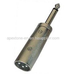 APEXTONE Adaptor connectors XLR male plug to 6.3mm mono plug AP-1328 Nickel plated