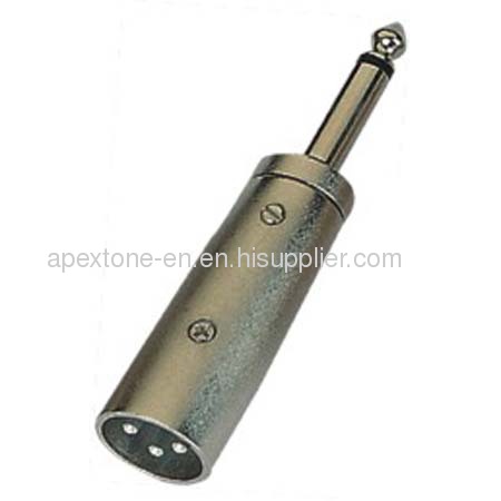 APEXTONE Adaptor connectors XLR male plug to 6.3mm mono plug AP-1328 Nickel plated