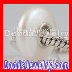 12-13mm Nature White Freshwater Pearl Spacer Beads in 925 Silver Core european Compatible