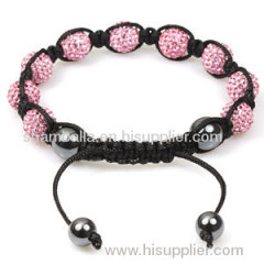 2011 Latest Shamballa crystal bracelet with pave pink swarovski crystal