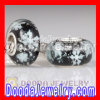 Black Snowflake Glass Beads with Silver Shatter fit European Largehole Jewelry Bracelet