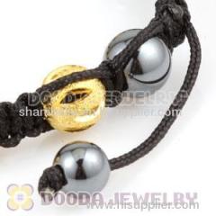 Fashion Shamballa bead jewelry bracelet with golden Copper and Magnetite