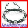 Handmade Shamballa Green cord crystal pave bead bracelets wholesale
